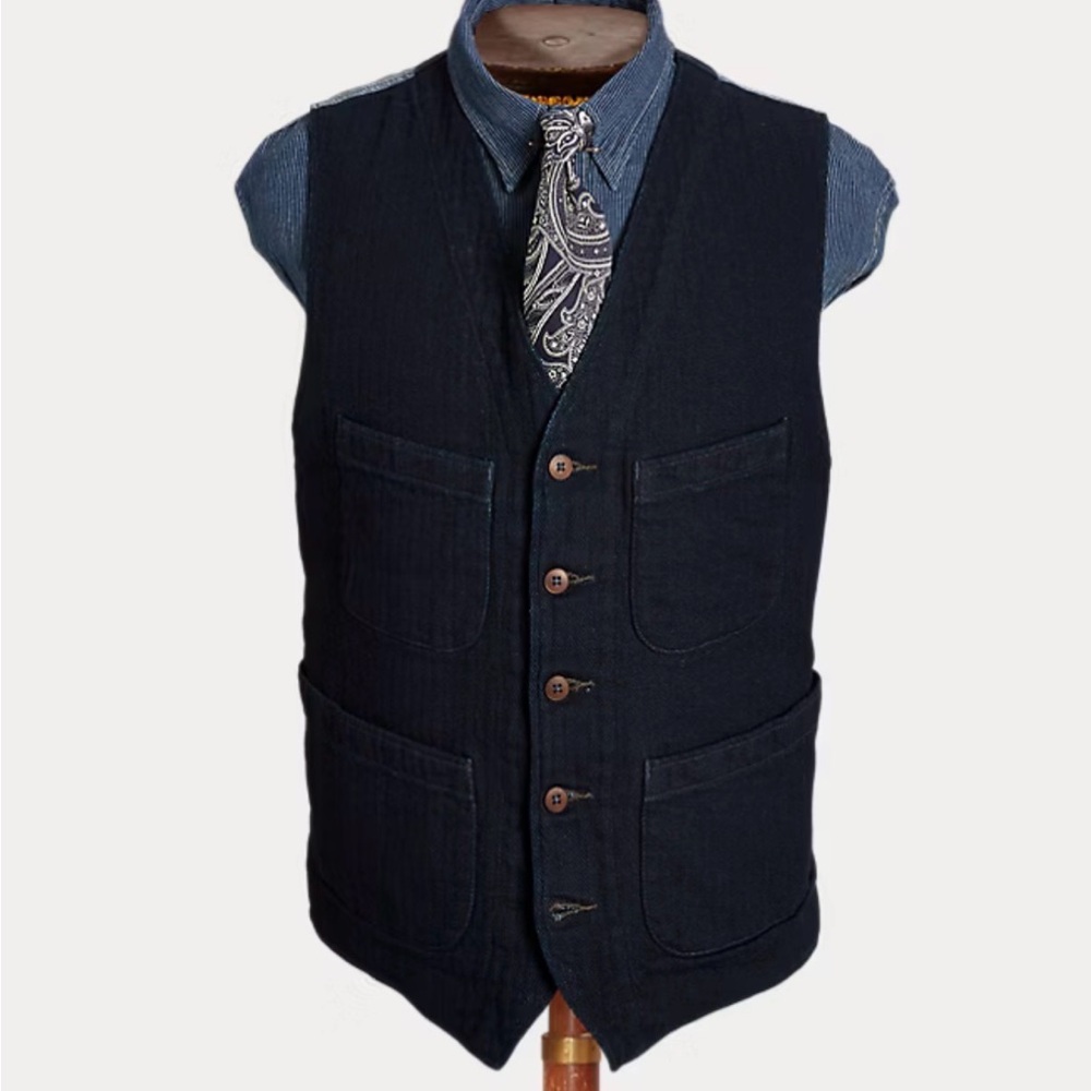 Ralph Lauren Double RL Indigo Herringbone Vest